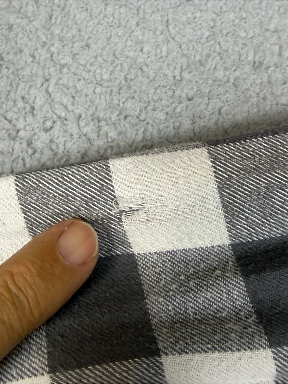 True Religion Shirt Men's Gray and White Check Button Up Flap Pockets Logo